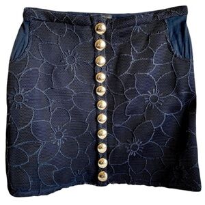 SAMANTHA LEIBOWITZ MESH LACE‎ FLORAL MINI SKIRT.GOLD BUTTONS DOWN FRONT MEDIUM